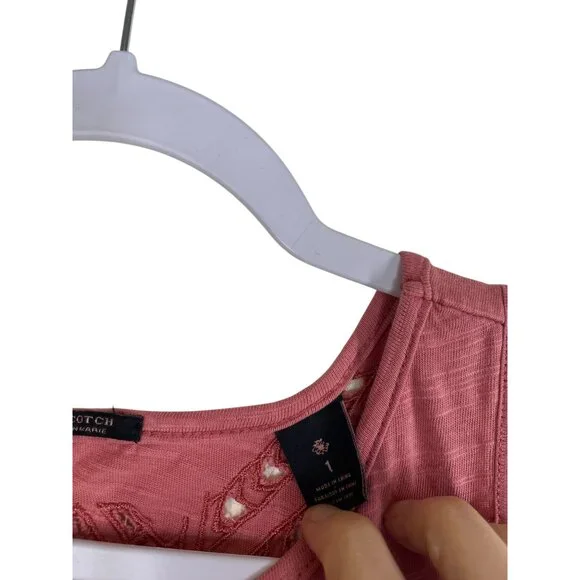 Scotch & Soda Womens Sleeveless Pink Embroidered Cotton Dress With Waist Tie - Picture 3 of 8